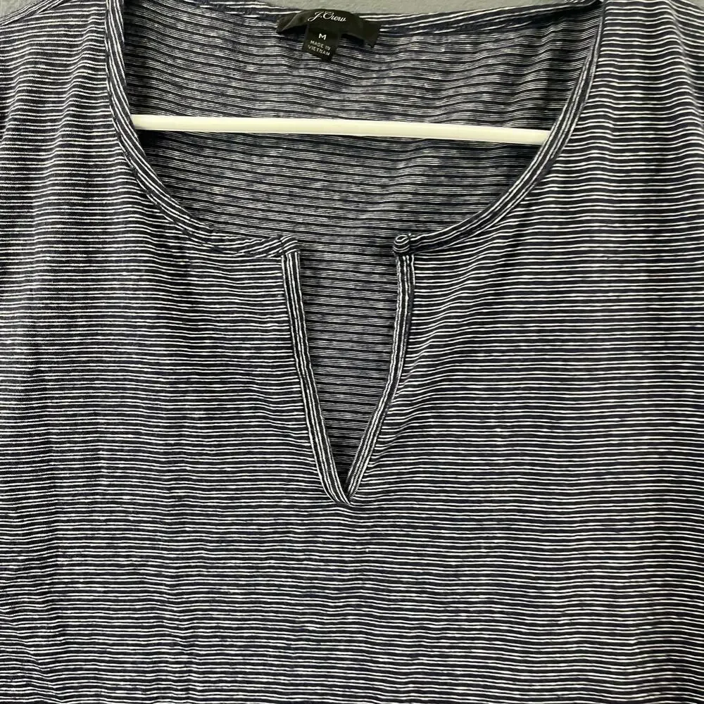 Preppy J. Crew Fitted Shirt Horizontal Matrix Lines Casual Boating Womens Medium